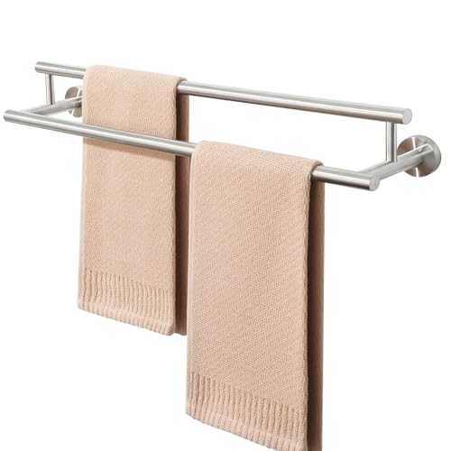 Alise Double Towel Bar,24" Towel Racks for Bathroom Wall Mounted,Nickel | Bathroom Towel Rack SUS304 Stainless Steel Bathroom Towel Holder Quick Drying Hand Towel Holder Towel Bar for Walls - color: Brushed Nickel, size: 24-Inch (2-Bars)