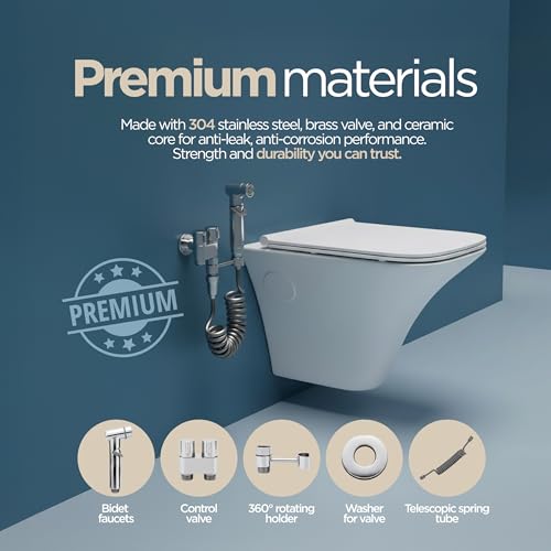 Bidet Sprayer for Toilet | Handheld Bidet Shattaf Toilet Spray | Bathroom Baby Cloth Diaper Sprayer | Support Wall or Toilet Mount - color: Chrome