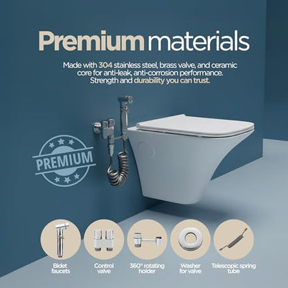 Bidet Sprayer for Toilet | Handheld Bidet Shattaf Toilet Spray | Bathroom Baby Cloth Diaper Sprayer | Support Wall or Toilet Mount - color: Chrome