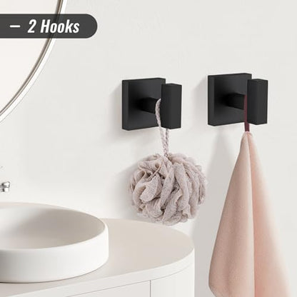 YACVCL Matte Black Towel Bar Set 10-Piece Bathroom Hardware Accessories Set,Black Bathroom Towel Holder Set 23.6 Inch Towel Bar Stainless Steel Wall Mounted Towel Rack Set - color: Matte Black, size: 10 Pieces