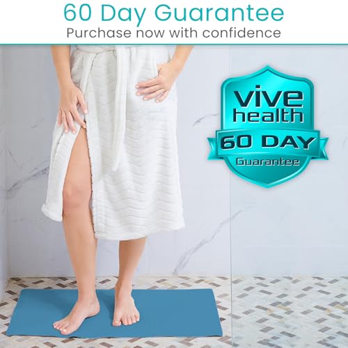 Vive Non-Slip Bath Mat with Suction Cups - 28" x 16" Extra Large Rubber Mat | For Safety & Comfort - Patented Grip Prevents Slips and Falls for Kids, Elderly, Men, Women - XL Non Skid Shower & Tub Cover - color: Blue
