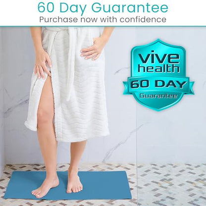 Vive Non-Slip Bath Mat with Suction Cups - 28" x 16" Extra Large Rubber Mat | For Safety & Comfort - Patented Grip Prevents Slips and Falls for Kids, Elderly, Men, Women - XL Non Skid Shower & Tub Cover - color: Blue