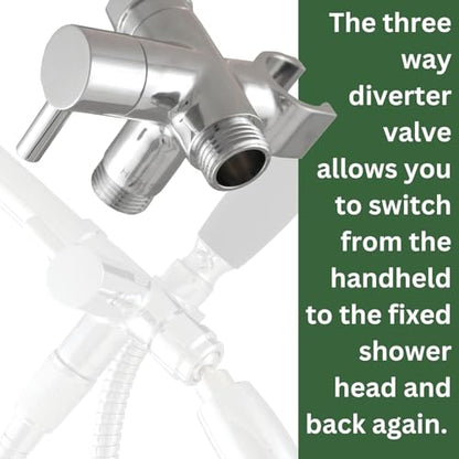 High Sierra® Lead-Free Metal 3-way Combo Shower Kit. Built in Diverter Valve Effortlessly Diverts Flow from the Fixed Shower Head to the Handheld and back - Low Flow 1.8 GPM - Brushed Gold - color: Brushed Gold w/ Nylon Insert, size: 1.8 GPM