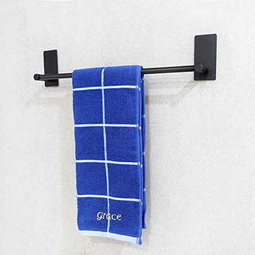 NearMoon Self Adhesive Bathroom Towel Bar- Stainless Steel Bath Wall Shelf Rack Hanging Towel Stick On Sticky Hanger Contemporary Style, NO Drilling (1 Pack, Matte Black, 16-Inch Towel Rack) - color: Matte Black, size: 16-Inch