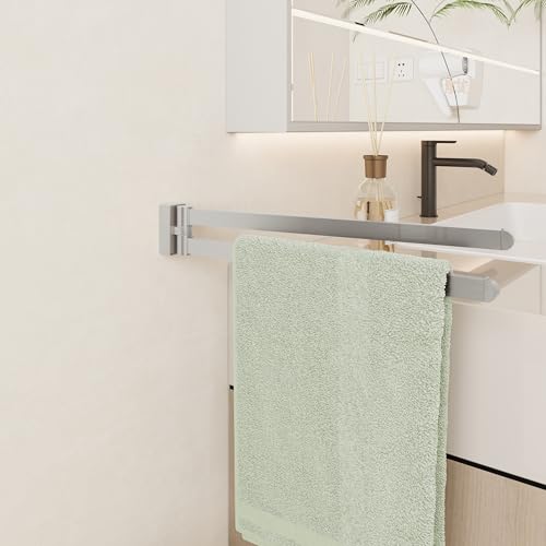 BGL Swivel Towel Bar Brushed Nickel,Two Arms Wall Mount Towel Hanger Holder for Bathroom Organizer - color: Brushed Nickel