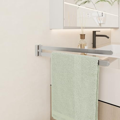 BGL Swivel Towel Bar Brushed Nickel,Two Arms Wall Mount Towel Hanger Holder for Bathroom Organizer - color: Brushed Nickel