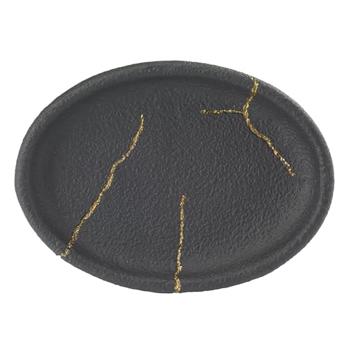 Nicole Miller - Soap Dish, Resin Countertop Accessories, Dorm Room Essentials (Sydney Collection, Black/Gold) - size: Soap Dish