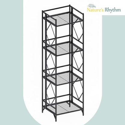 Nature's Rhythm 4-Tier Metal Storage Rack, Basement Storage Room Closet Shelving Utility Shelf Adjustable Garage Shelving Metal Shelving Unit (12.84 x 11.27 x 44.80inch, Black) - size: 4-Tier