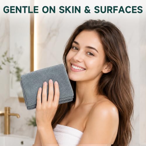 TEAWOO Grey Washcloths 15 Pack, Highly Absorbent & Quick Drying | Face Towels, Soft Bath Towels, Multi-Purpose Microfiber Wash Cloths for Bathroom, Hotel, Spa, Gym and Kitchen, 12x12 inches - size: 15Pack Grey