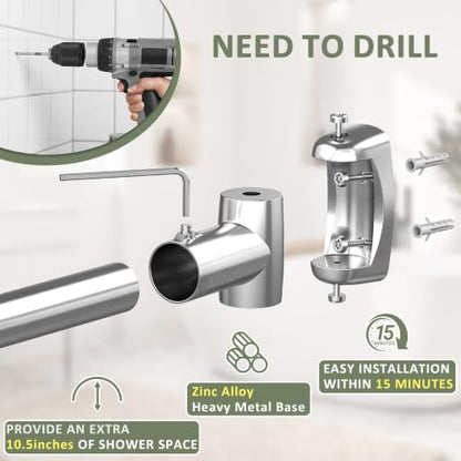 Curved Shower Curtain Rod for Bathroom, Curved Shower Rod Round, Stainless Steel Rust Proof, 43-72 Inches Adjustable,Silver