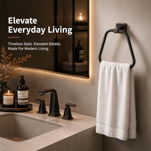 Oil Rubbed Bronze Towel Ring for Bathroom 2 Pack, Kitchen Bath Towel Holder Hangers Wall Mount Heavy Duty Stainless Steel - color: Oil Rubbed Bronze, size: 2 Pack