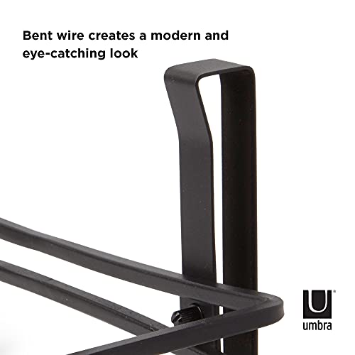 Umbra Squire Paper Towel Holder, Under Cabinet Wall Mount Steel, Black | Bent metal, space saving compact size, hangs over door or shelf, low waste finish, fits kitchen or bath
