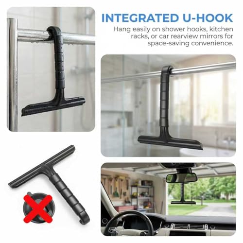 Shower Squeegee for Glass Doors - 8" Wide Silicone Blade, All-Purpose Bathroom Squeegee for Shower Glass, Tile Walls & Windows, Streak-Free Cleaner with Ergonomic Non-Slip Handle
