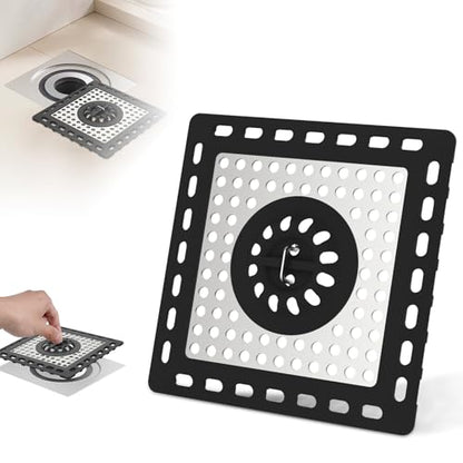 Hibbent Upgraded Shower Drain Hair Catcher, Shower Cover for Bathroom Floor 4" Drain, Anti-Clogging Bathtub Strainer, Stainless Steel Kitchen Sink Strainer with Handle, Black - color: 4' Black