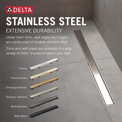 Delta Faucet 24-Inch Linear Shower Drain Wall Edge in Black Stainless - color: Black Stainless