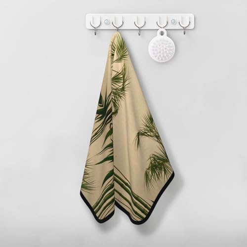 PHAYAH Clump of Bamboo Patterned Bathroom Absorbent Coral Fleece Towel for Hotel Yoga Gym Shower Spa Bath Towel 16 X 28 in, Black