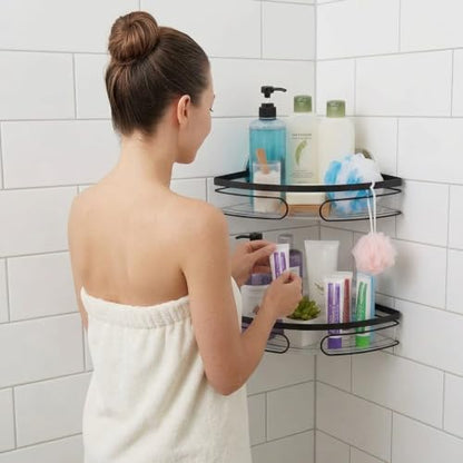 2-Pack Corner Shower Caddy - No Drill Corner Shower Shelves, Rust-Resistant Bathroom Organizer for Shampoo, Soap & Toiletries, Black - style: TRIANGLE