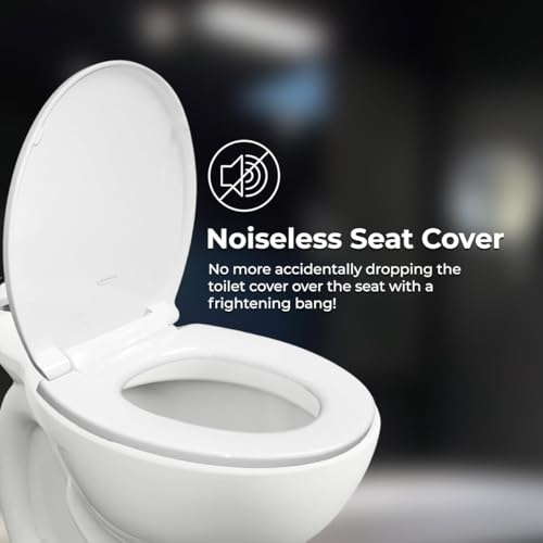 GenieBidet Round Toilet Seat | Noiseless Toilet Cover Seat and Toilet Lids - Durable Plastic Toilet Seat for Easy Installation w/Mounting Tools and Attachments Included | Toilet Seat Round White - style: ROUND TOILET SEAT