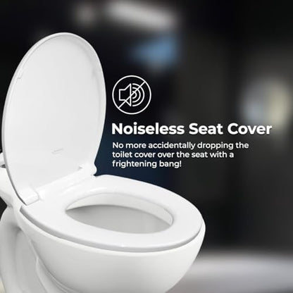 GenieBidet Round Toilet Seat | Noiseless Toilet Cover Seat and Toilet Lids - Durable Plastic Toilet Seat for Easy Installation w/Mounting Tools and Attachments Included | Toilet Seat Round White - style: ROUND TOILET SEAT