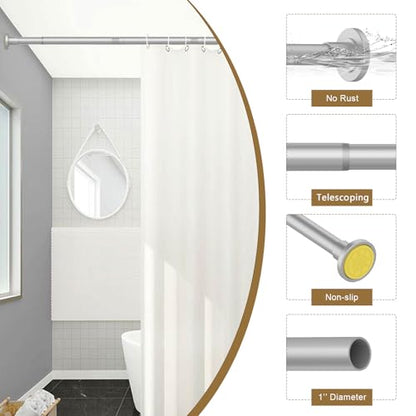 GXOACKJ Silver Shower Curtain Rods - 31-68 Inch Spring Tension Shower Rods for Bathroom, Adjustable, No Drilling, No Rust, Stainless Steel - color: Silver, size: 31-68