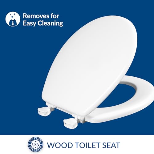 Mayfair Athens Toilet Seat, Easy Clean Hinges and Durable Wood Seat, Round, White (Pack of 2) - size: Round (Pack of 2)