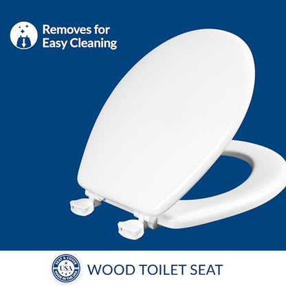 Mayfair Athens Toilet Seat, Easy Clean Hinges and Durable Wood Seat, Round, White (Pack of 2) - size: Round (Pack of 2)