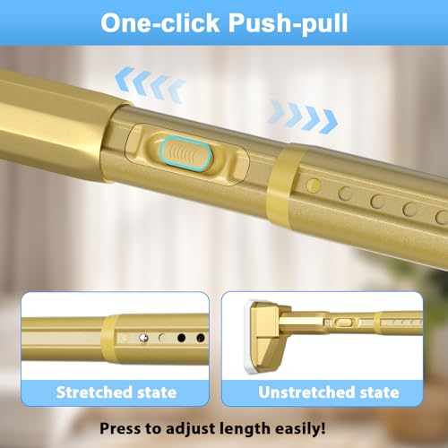 41-126 Inch Tension Curtain Rod, Gold | No Drill, Extra Long, Heavy Duty, Renter Friendly Adjustable - color: Gold, size: 41-126inch