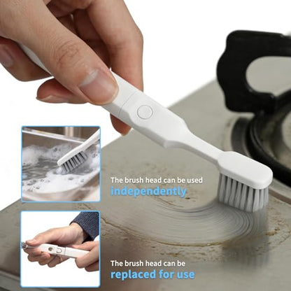 Crevice Cleaning Brush Set, Grout Brush Tools with 4Pcs Repalceable Scrub Brushes & 1 Handle, Small Hard Bristle Cleaner Brushes for Home Kitchen Sink Bathroom Corner Window Groove Cup Blender - size: 1small+1big+2medium