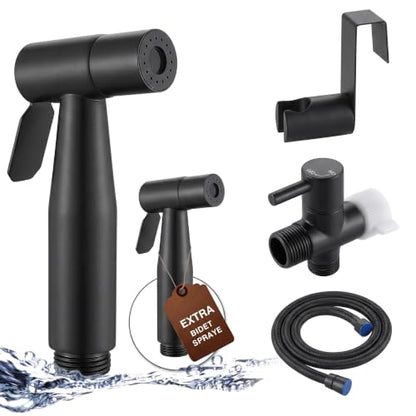 Premium Handheld Bidet Spray for Toilet | Adjustable Water Pressure | Leak-Proof Stainless Steel Toilet Bedit Sprayer | Muslim Shower | Cloth Diaper Washer Extra 1 Bidet Sprayer (Black) - color: Matte Black, style: 2 Bidet Sprayer