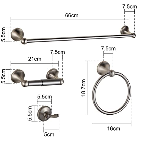 BGL Bathroom Hardware Set Brushed Nickel Adjustable Expandable Bath Towel Bars Bathroom Accessory Set Towel Racks 8-Pieces Wall Mount - color: 8 Pcs Brushed Nickel