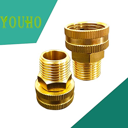 YOUHO Brass Garden Female Hose Fitting Connector, 3/4 GHT Female x 3/4 GHT Male, Garden Hose Connectors Garden Pipe Joint Extension Repair Fitting 2PCS - size: 3/4GHT(M) to 3/4 GHT(F)2pcs