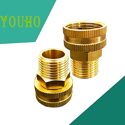 YOUHO Brass Garden Female Hose Fitting Connector, 3/4 GHT Female x 3/4 GHT Male, Garden Hose Connectors Garden Pipe Joint Extension Repair Fitting 2PCS - size: 3/4GHT(M) to 3/4 GHT(F)2pcs