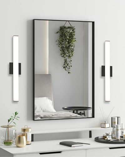 24" LED Square Vanity Light, 14W 4000K Dimmable, Brushed Nickel | Wall Bar Light, Rust & Moisture Resistant, Natural White light, Energy-saving, moisture-proof, Dresser Bathroom over Mirror - color: Matte Black, size: 24inch 4000K Dimmable