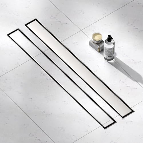 Brushed Nickel Linear Shower Drain,28 inch with Insert Grate | Stainless Steel,Easy to Clean,Recessed Installation,Rust and Corrosion Resistant,Removable Strainer for Easy Hair Removal - size: 28 Inch