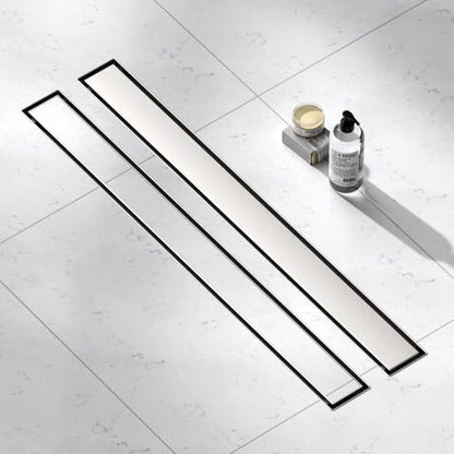 Brushed Nickel Linear Shower Drain,28 inch with Insert Grate | Stainless Steel,Easy to Clean,Recessed Installation,Rust and Corrosion Resistant,Removable Strainer for Easy Hair Removal - size: 28 Inch
