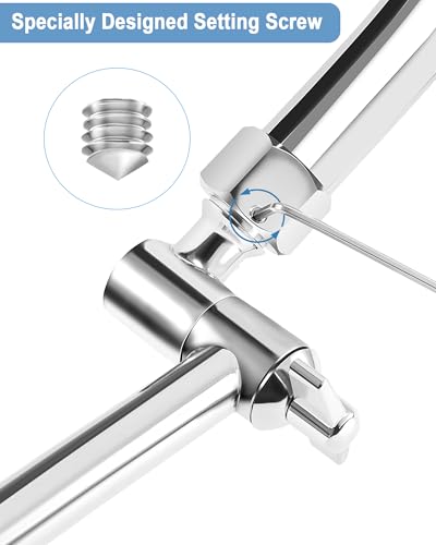 15 Inch Extra Long Adjustable Shower Head Extension Arm With Locking Set Screw, Singing Rain 304 Stainless Steel Chrome Angle Height Adjustable, G1/2 Universal Connector Compatible (Chrome Finish) - color: 1. Chrome, style: 15 inch