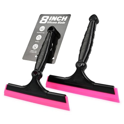 EHDIS 2PCS Flexible 8-Inch Silicone Squeegee Window Tint Tool Auto Water Blade, Shower Squeegee for Car Windshield, Glass, Tiles, and Smooth Surfaces - color: Pink