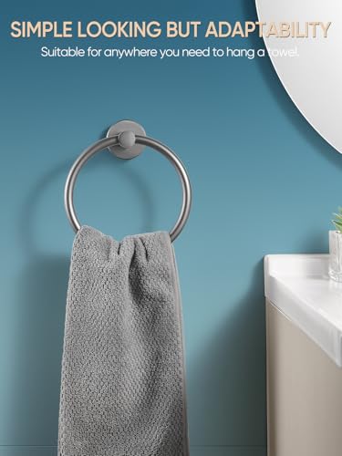 Cobbe Towel Ring, Hand Towel Holder for Bathroom Wall Mounted, Bathroom Towel Rack Round, Towel Hanger for Bathroom, Kitchen, Rv (Gunmetal Grey)