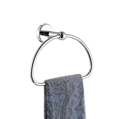 JQK Chrome Towel Ring, Stainless Steel Half Ring Towel Holder for Bathroom, 7 Inch Polished Chrome Wall Mount, TR160-CH - color: Chrome