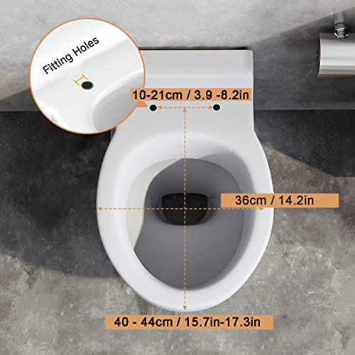 Round Toilet Seat Soft Close with Non-Slip Seat Bumpers, Soft Close Toilet Seat Round, Toilet Seat Slow Close Adjustable Hinge,07d