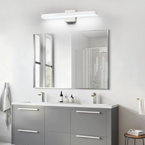 SineRise 24-Inch LED Modern Bathroom Vanity Light Bar, Chrome Modern Acrylic Bathroom Wall Lighting Fixtures Over Mirror (Cool White 6000K) - color: Chrome-Cool White, size: 24-Inch