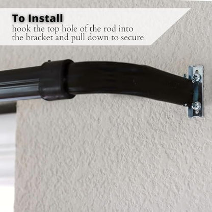 Yafa Home Fashion Heavy Duty Single Standard Adjustable Curtain Rod Hardware Included - color: Black, size: 26” - 48” [2 PCS]