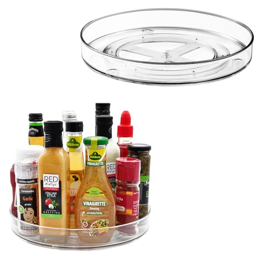 Amolliar 11" 2 Pack Lazy Susan Organizer, Non-Skid Rotating Turntable Spice Rack for Cabinet, Fridge, Kitchen, Pantry Organizers and Storage, Dining Table, Countertop, Vanity, Under Sink Organizer - size: 11" 2 Pack