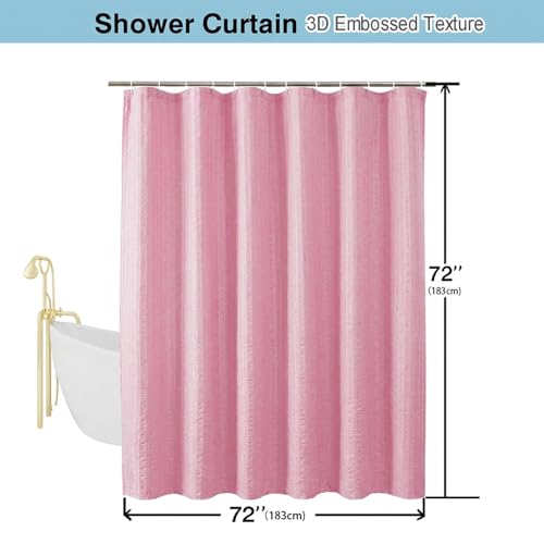 Aiyufeng Moga Bright Pink Fabric Shower Curtains for Bathroom - Hotel Spa Polyester Cloth Bath Curtain with 12 Holes, 72x72, Machine Washable, Bright Pink - color: Bright Pink, size: 72"W x 72"L (Pack of 1)