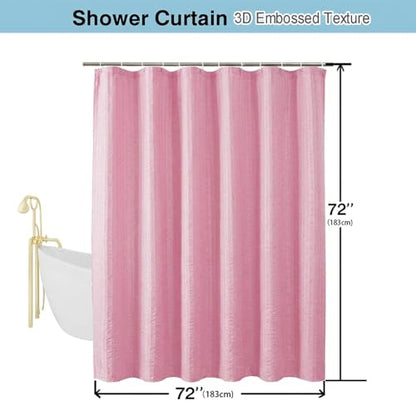 Aiyufeng Moga Bright Pink Fabric Shower Curtains for Bathroom - Hotel Spa Polyester Cloth Bath Curtain with 12 Holes, 72x72, Machine Washable, Bright Pink - color: Bright Pink, size: 72"W x 72"L (Pack of 1)