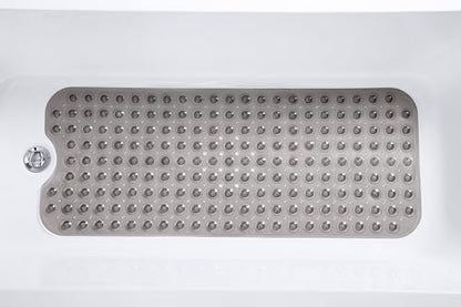 Extra-Long Non-Slip Bathtub & Shower Mat 39”x16” (Smooth/Non-Textured Tubs Only) Safe, Clean, Machine-Washable, Superior Grip&Drainage, Vinyl, Transparent Gray (Grey) - color: Transparent Gray (Grey), size: 39" x 16" (Rectangular)