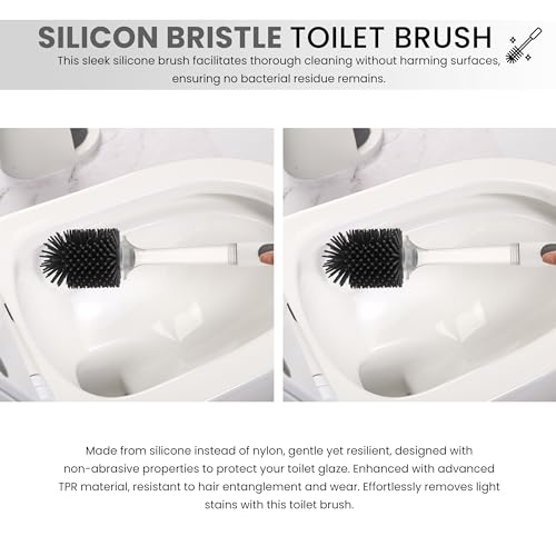 Toilet Brush & Plunger Set - Toilet Bowl Brush and Holder, Refillable Liquid Dispenser Brush - 2 in 1 Silicone Toilet Brush & Plunger Set for Bathroom