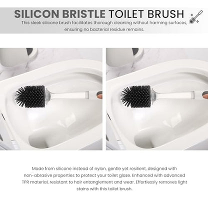 Toilet Brush & Plunger Set - Toilet Bowl Brush and Holder, Refillable Liquid Dispenser Brush - 2 in 1 Silicone Toilet Brush & Plunger Set for Bathroom