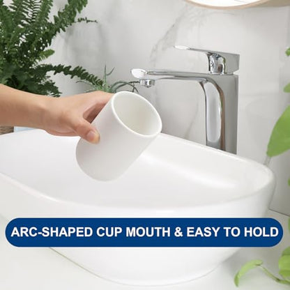 Bathroom Tumbler Cup Ceramic 12.6oz Reusable Toothbrush Cup 375ml,Toothbrush Holder Adequate for Your Bathroom (White) - color: Smooth-white, size: 1pcs