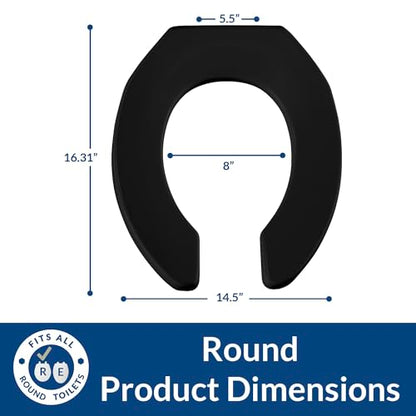 BEMIS 955SSCT 047 Commercial Heavy Duty Open Front Toilet Seat without Cover will Never Loosen & Reduce Call-backs, Round, Plastic, Black - color: Black, size: Round